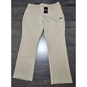 Lee Women's Ultra Lux The Any Wear Pant Khaki Slim Leg Ankle Mid Rise Sz 14Short